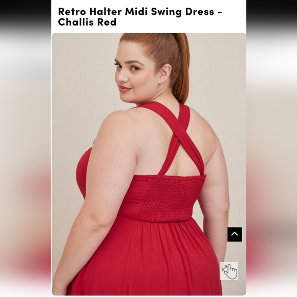 NWT Retro Halter Midi Swing Dress - Challis Red - Picture 4 of 7